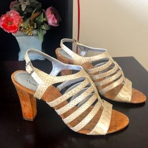 Touch of Nina Gold Caged Heels